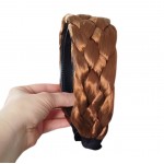 Bentita pentru par impletita spic din fibra sintetica lata BST020NN Castaniu Deschis